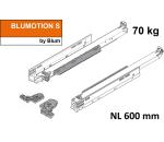 MOVENTO mit BLUMOTION S, Vollauszug für Holzschubkasten, 70 kg, NL=600mm, mit Kupplungen, für TIP-ON-Blumotion, 766H6000S